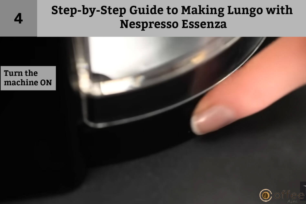 How To Make Lungo With Nespresso Essenza, Step-by-Step Guide to Making Lungo with Nespresso Essenza, How to turn on the machine.