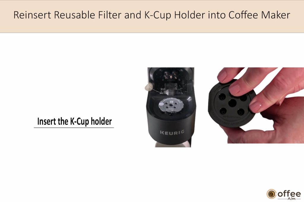 In this picture, I'm illustrating insert the k cup holder.
