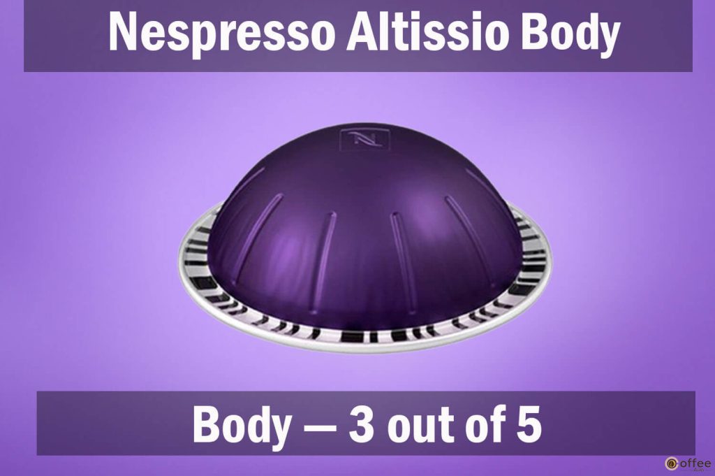 he provided description refers to the physical structure of the Nespresso Altissio Vertuo capsule body within the context of the "Nespresso Altissio Vertuo Review" article