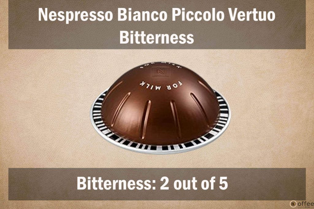 This image illustrates the "Bitterness" in Nespresso Bianco Piccolo Vertuo pod for the review article.