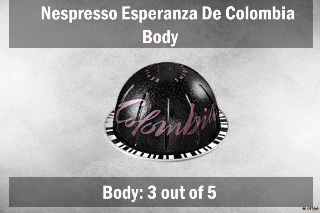 This image showcases the "Body" of Nespresso Esperanza De Colombia VertuoLine Pod in our Nespresso Esperanza De Colombia Review.