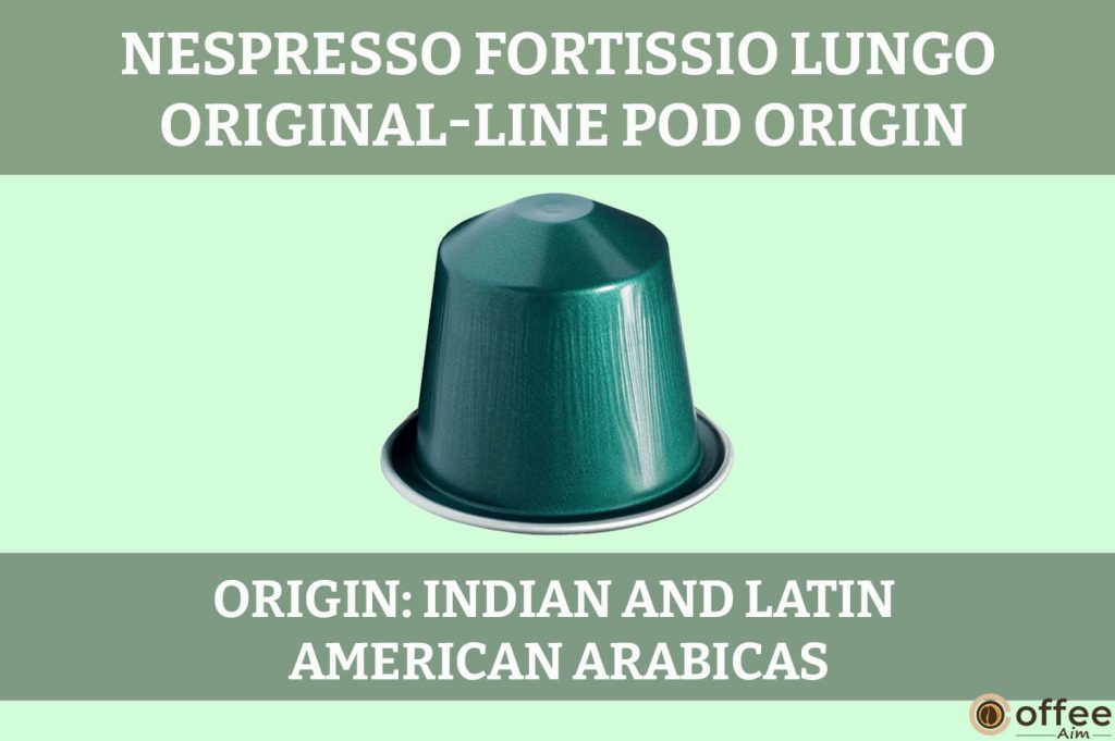 This image showcases the origin of the Fortissio Lungo Original-Line Review Pod for the article "Nespresso Fortissio Lungo Original-Line Review."