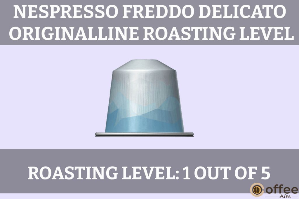 The image illustrates the "Roasting Level" of the Freddo Delicato Original-Line Pod, enhancing the Nespresso Freddo Delicato Original-Line Pod Review.