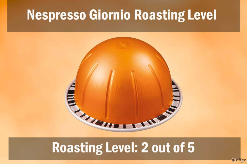 This image illustrates the "Roasting Level" of the Nespresso Giornio Vertuoline Pod for the "Nespresso Giornio Review" article.