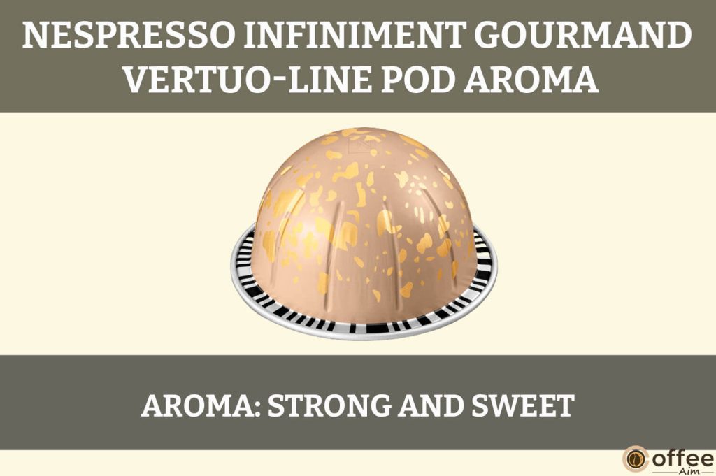 The image captures the rich and delightful aroma of the Nespresso Infiniment Gourmand VertuoLine Pod, enhancing the review.