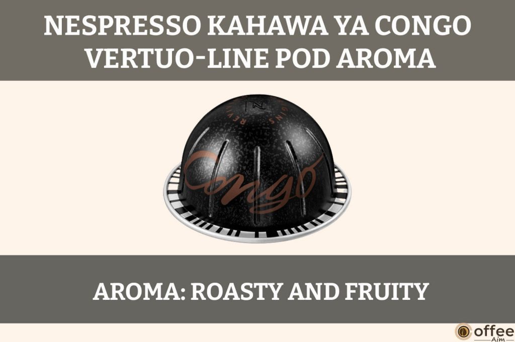 The image captures the rich, aromatic profile of the Kahawa Ya Congo VertuoLine Nespresso Pod, enhancing the review's sensory experience.