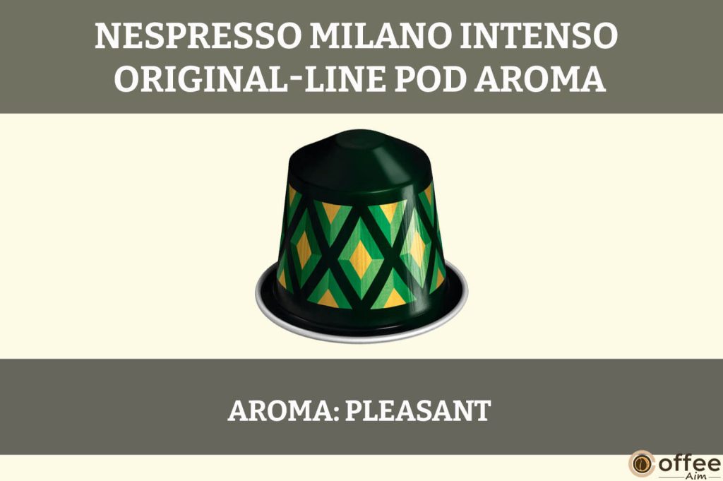 The image captures the rich aroma of the Nespresso Milano Intenso Original-Line Pod, enhancing the coffee's bold and enticing profile.