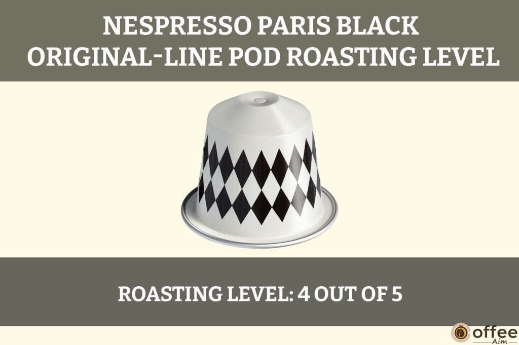 The image depicts the roasting level of the Paris Black Nespresso Original-Line Pod, enhancing the article "Paris Black Pod Review."