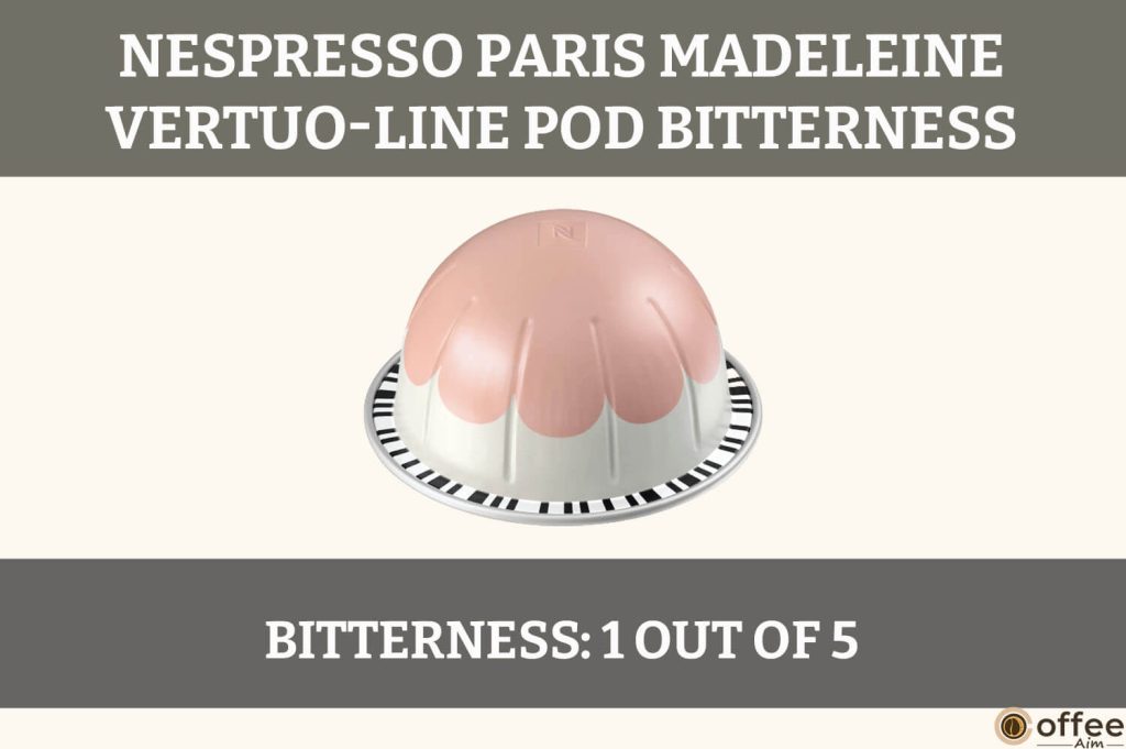 This image captures the nuanced bitterness of the Paris Madeleine Nespresso Vertuo Pod, enhancing its rich flavor profile.