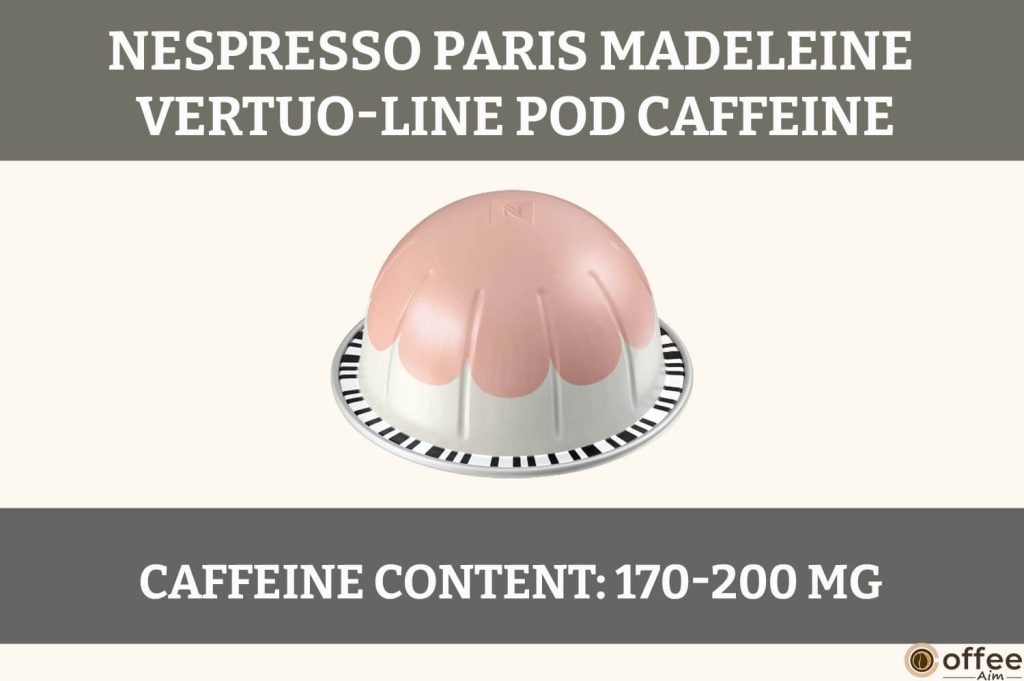 "Paris Madeleine Nespresso Vertuo Pod offers a moderate caffeine kick, perfect for a balanced and enjoyable coffee experience."