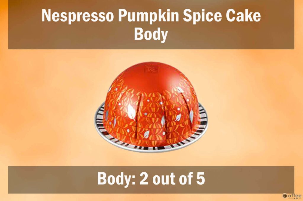 this image describes the 'Body' of Nespresso Pumpkin Spice Cake VertuoLine Pod for the article "Nespresso Pumpkin Spice Cake VertuoLine Review"