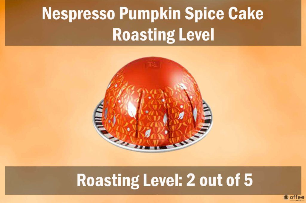 The image depicts the roasting level of the Nespresso Pumpkin Spice Cake VertuoLine Pod, enhancing the article's review.




