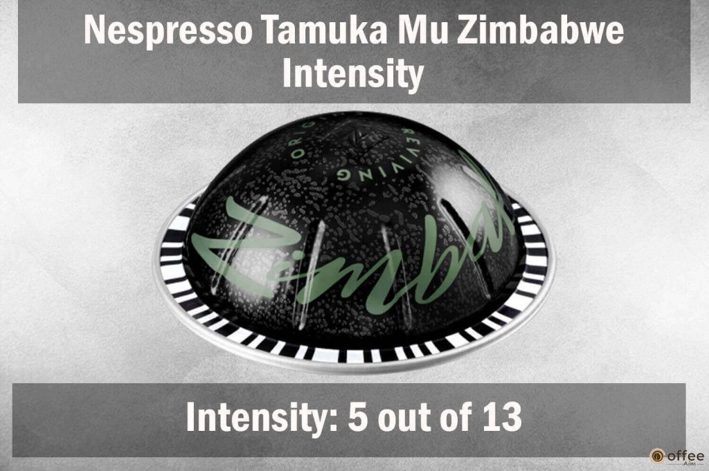 The image illustrates the intensity of the Nespresso Tamuka Mu Zimbabwe Vertuo Pod, enhancing the "Nespresso Tamuka Mu Zimbabwe Vertuo Review."