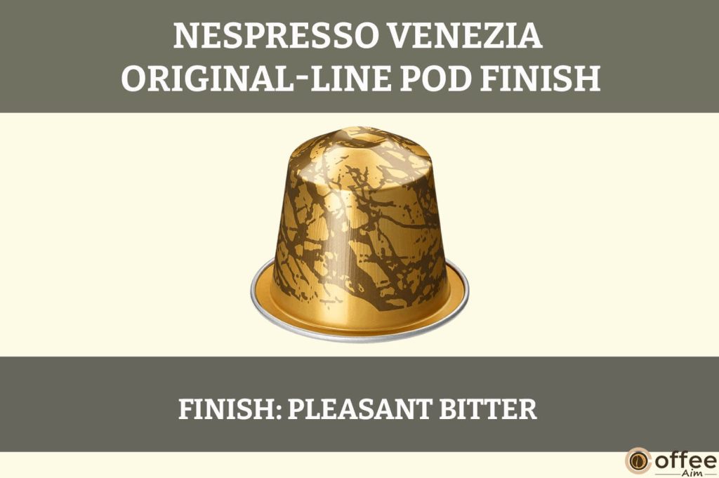 The image depicts the finish of "Nespresso Venezia OriginalLine Pod," highlighted in the article "Nespresso Venezia OriginalLine Pod Review."