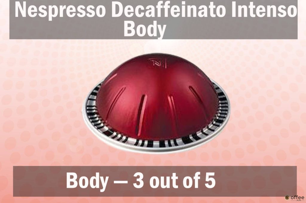 This image showcases the "Body" of Nespresso Decaffeinato Intenso VertuoLine Pod for our review.