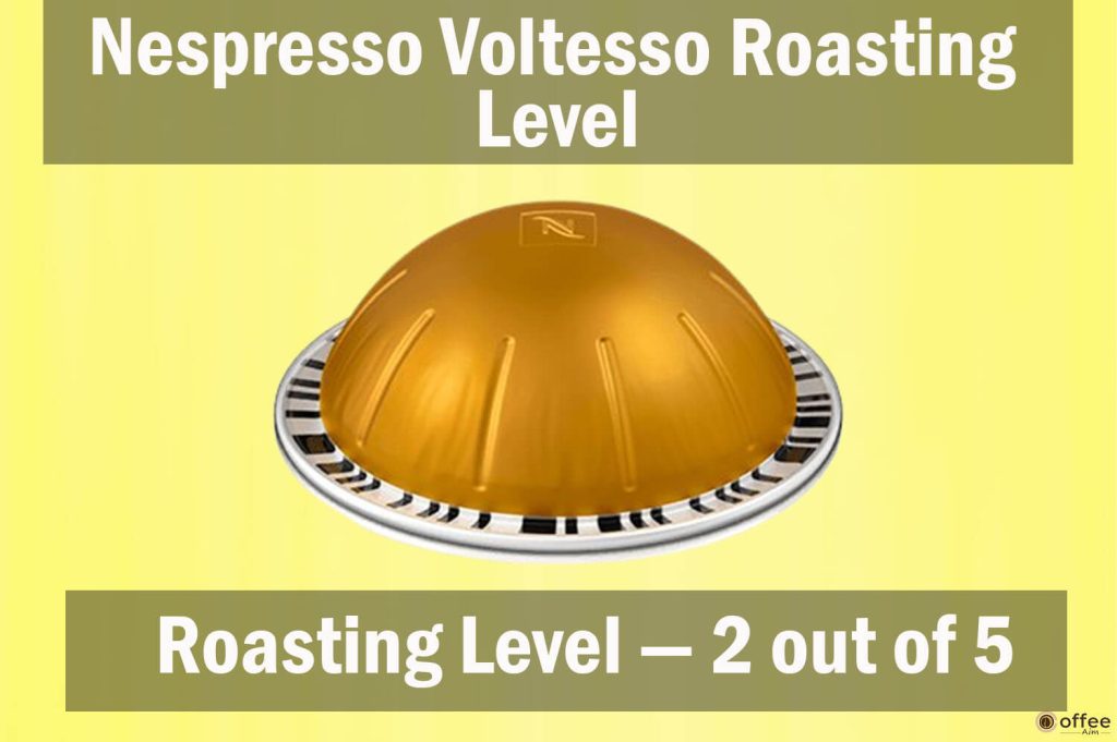 The image provided delineates the 'Roasting Level' characteristic of the "Voltesso Nespresso," a central aspect discussed within the article titled "Voltesso Nespresso Review."