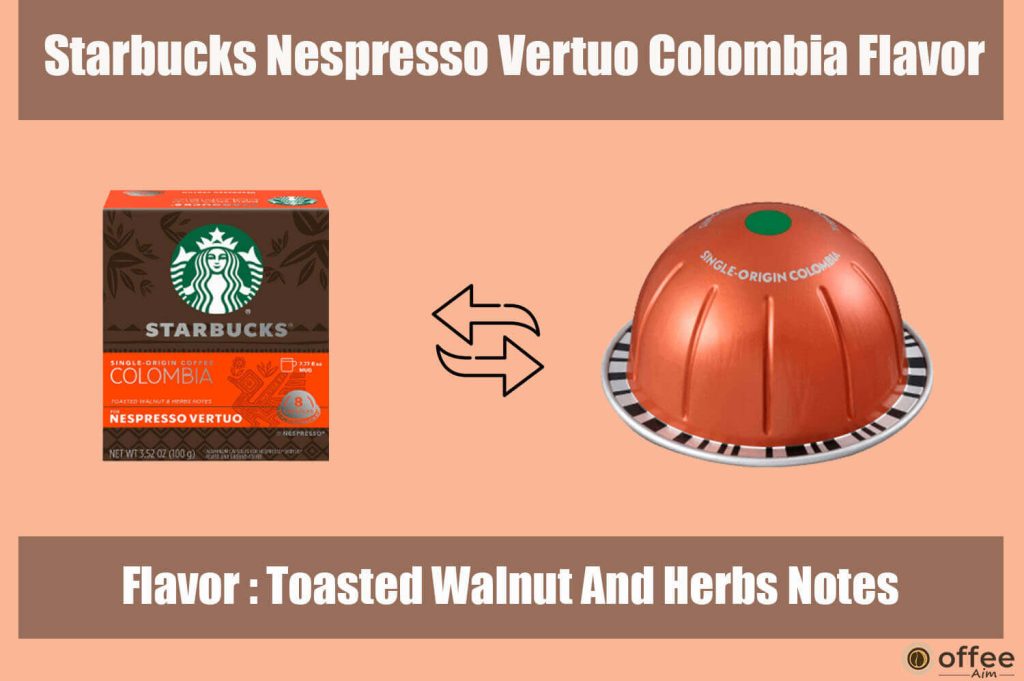 The visual depiction encapsulates the nuanced flavor profile of the "Starbucks By Nespresso Vertuo Colombia Pod," a focal point elaborated upon within the article titled "Starbucks By Nespresso Vertuo Colombia Pod Review."
