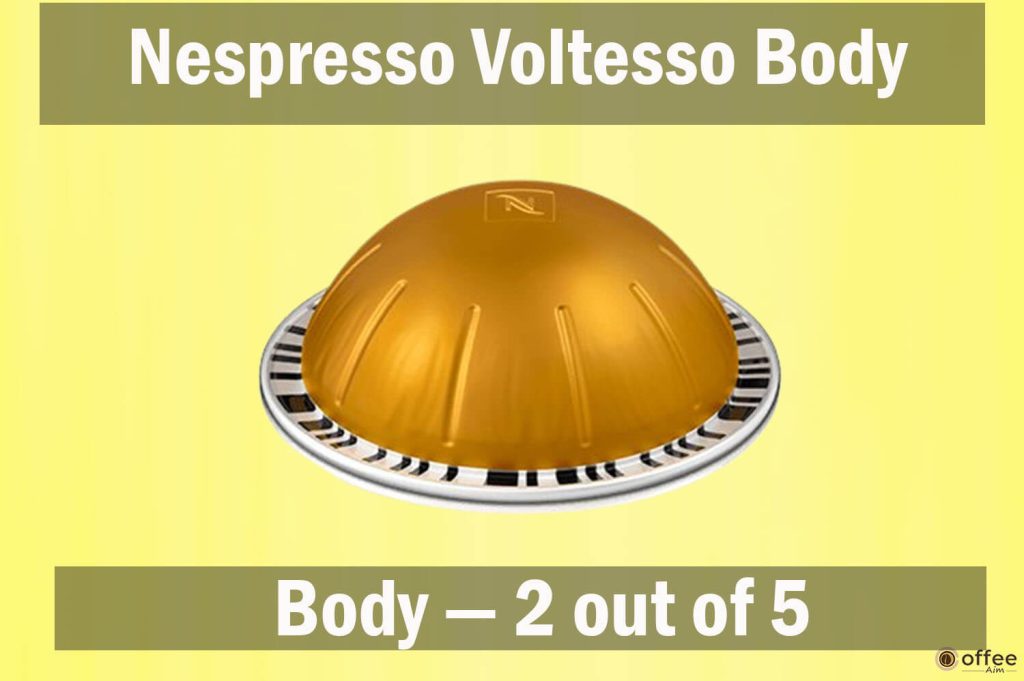 The enclosed image delineates the intricate characteristics of the 'body' exhibited by the "Voltesso Nespresso," a pivotal aspect meticulously examined within the article entitled "Voltesso Nespresso Review."