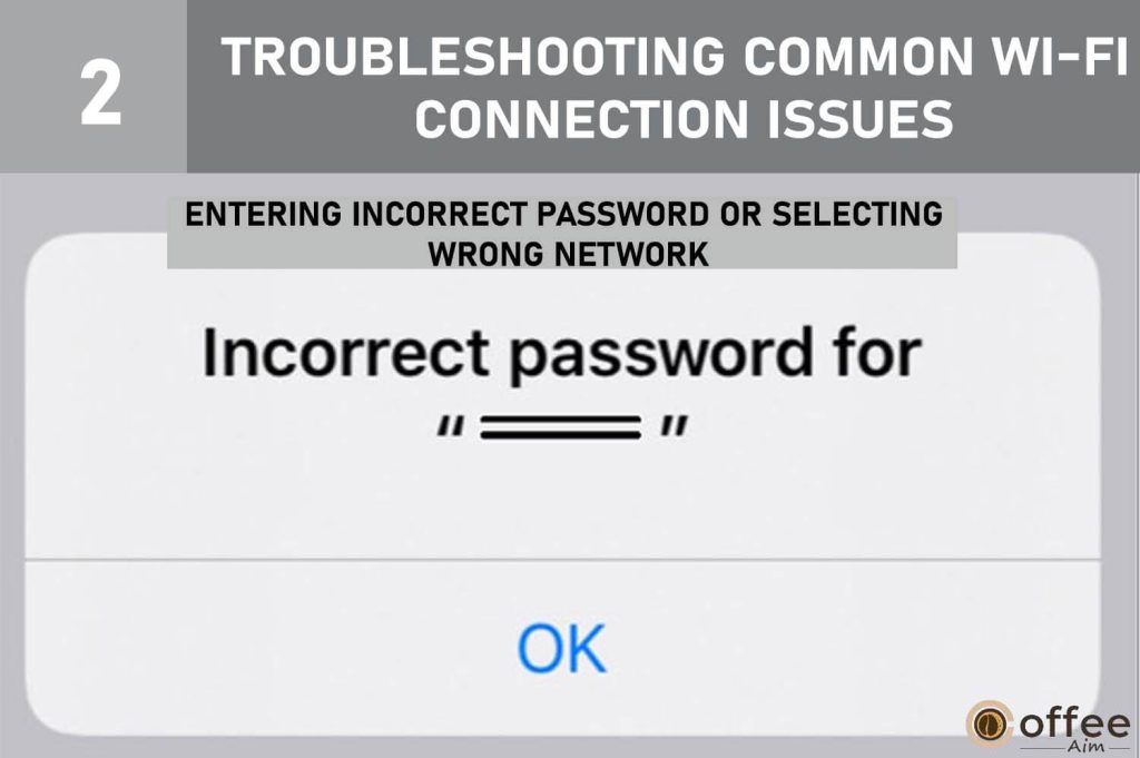 This image depicts Problem #2: "Entering an Incorrect Password or Selecting the Wrong Network" in the article titled "How to Connect Nespresso Vertuo Creatista to Wi-Fi and Bluetooth?"




