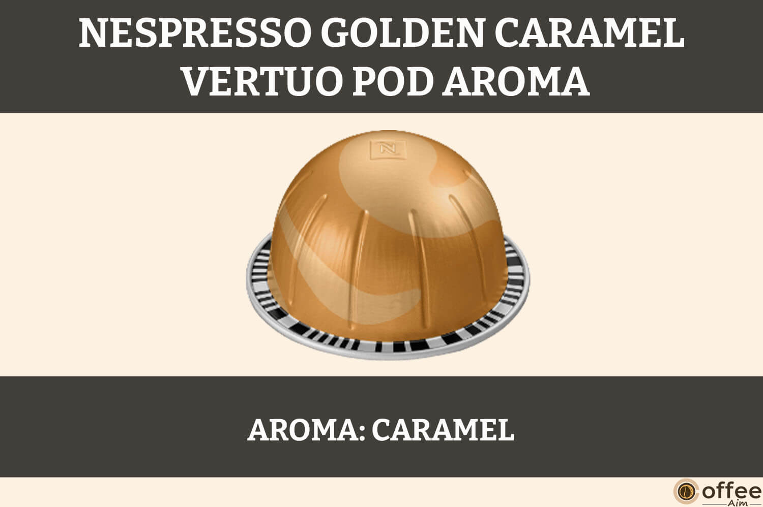This image depicts the aroma of a Nespresso Golden Caramel Vertuo Pod, accompanying the article titled 'Nespresso Golden Caramel Vertuo Pod Review'